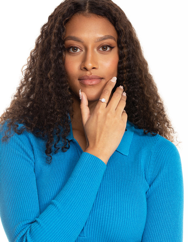 Sterling Silver Cubic Zirconia 6 Claw Engagement Ring