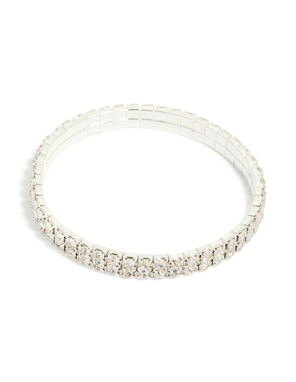 Silver Diamante Stretch Bracelet