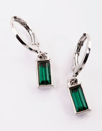Silver Green Diamante Huggie Hoop Earrings - link has visual effect only