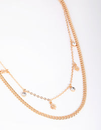 Gold Star & Diamante Layered Necklace - link has visual effect only