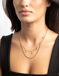 Gold Star & Diamante Layered Necklace - link has visual effect only