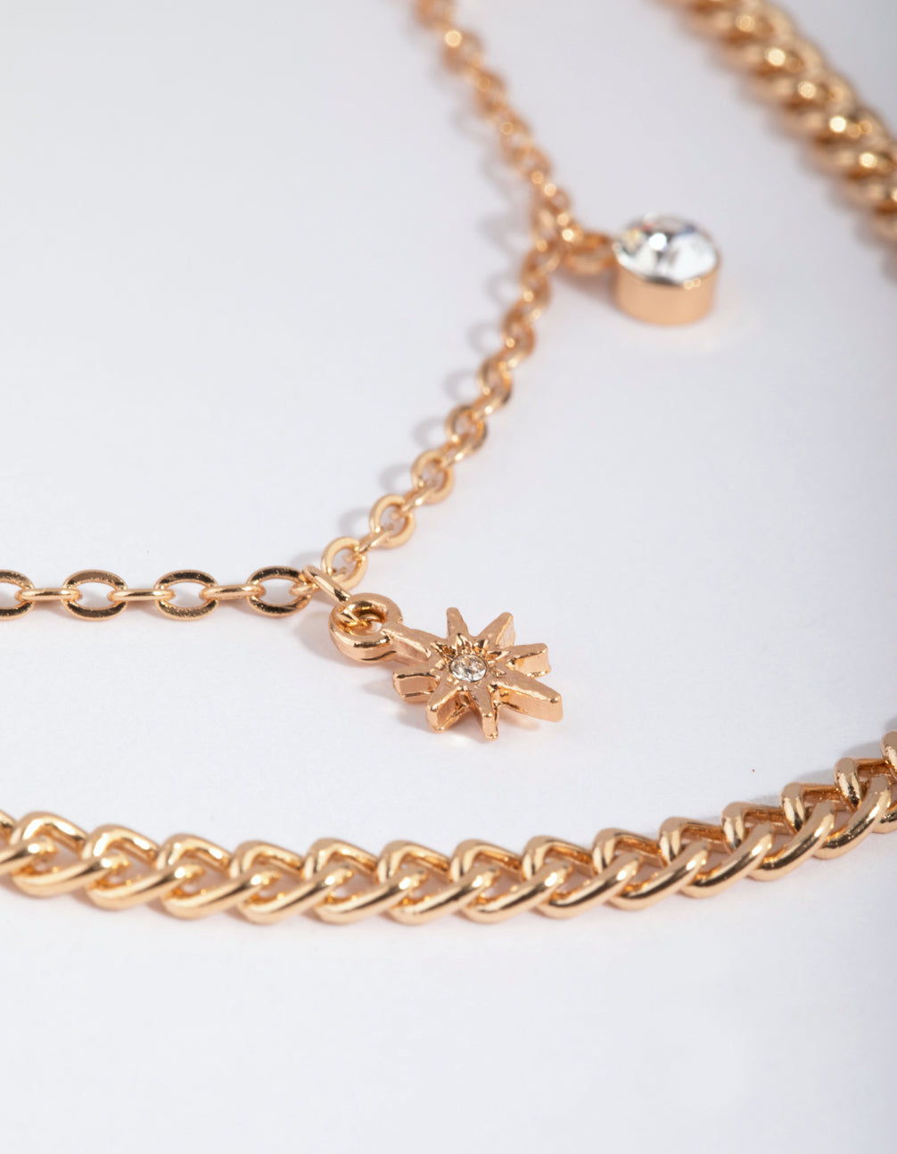 Gold Star & Diamante Layered Necklace