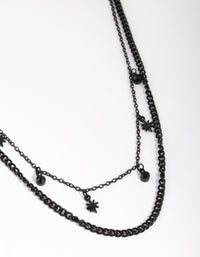 Matte Black Star & Diamante Layered Necklace - link has visual effect only