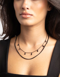 Matte Black Star & Diamante Layered Necklace - link has visual effect only