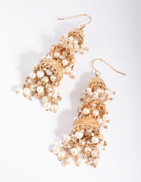 Gold Triple Bell Jhumka Earrings - link has visual effect only