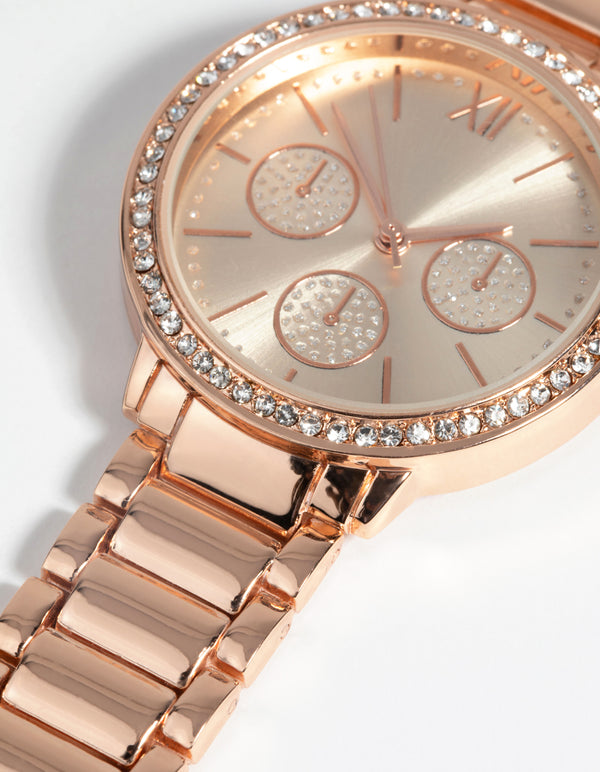 Rose Gold Diamante Chain Link Watch