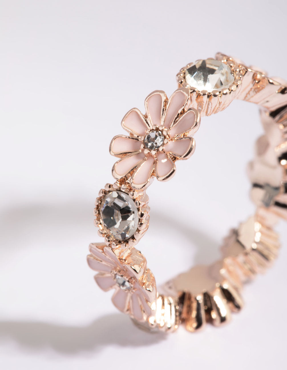 Rose Gold Flower & Diamante Ring