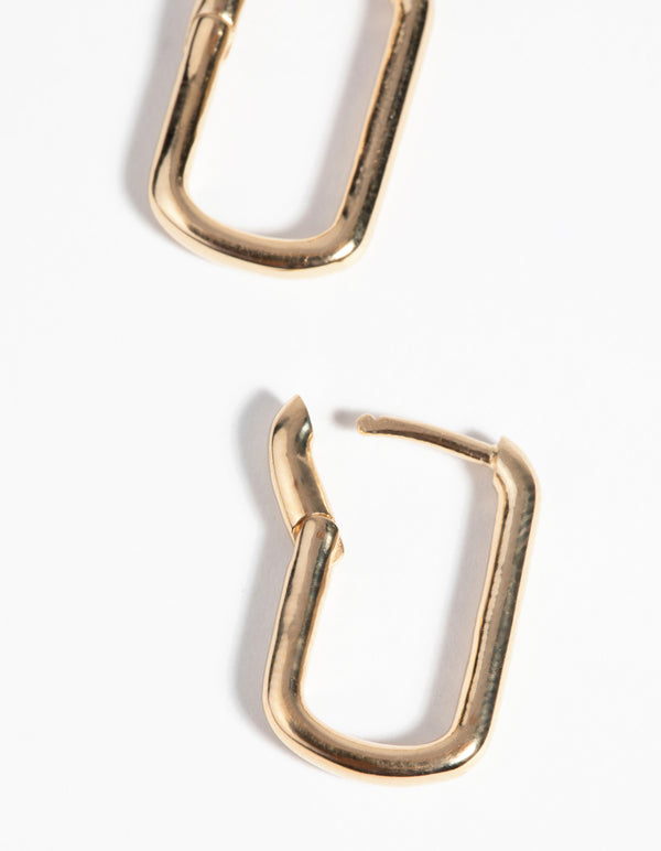 Gold Plated Sterling Silver Oval Huggie Hoop Earrings