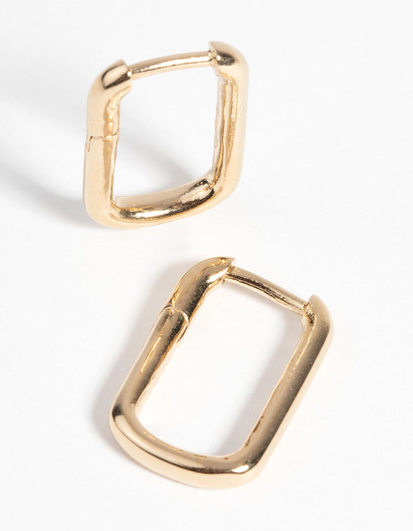 Gold Plated Sterling Silver Oval Huggie Hoop Earrings