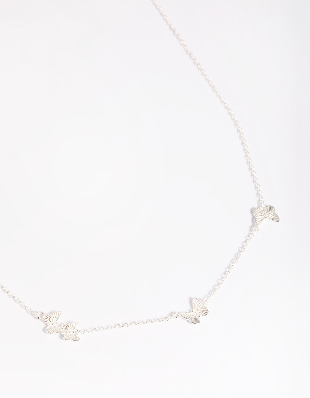 Gold Plated Sterling Silver Etched Butterfly Necklace