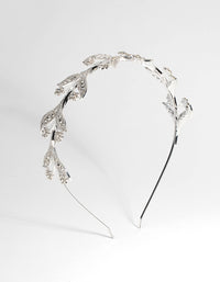 Silver Diamante Encrusted Leaf Headband - link has visual effect only