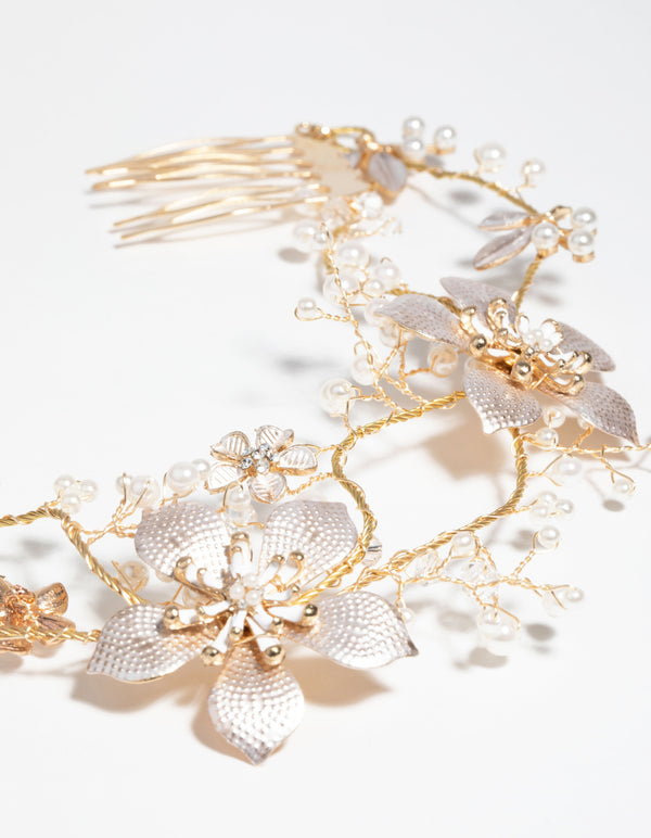 Gold Pearl Flower Drape