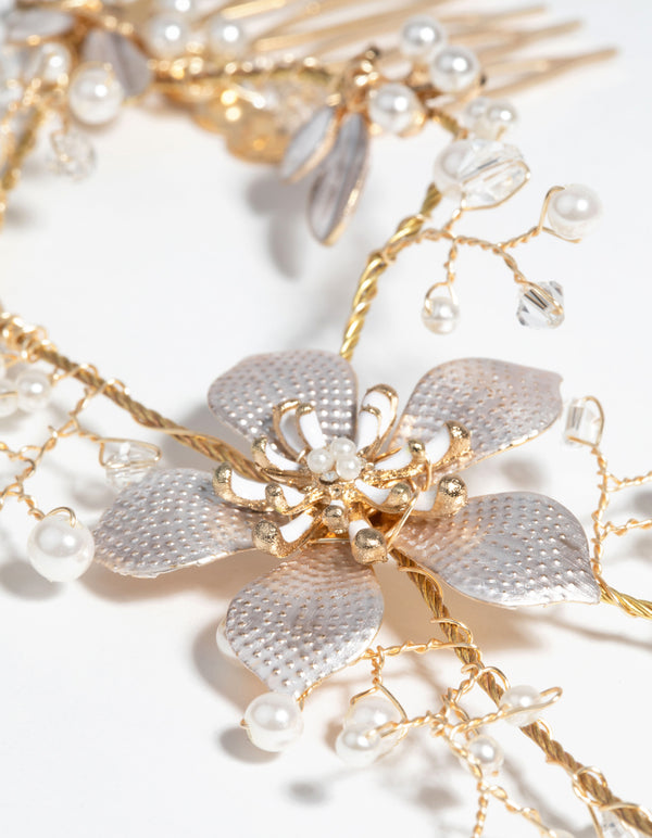 Gold Pearl Flower Drape