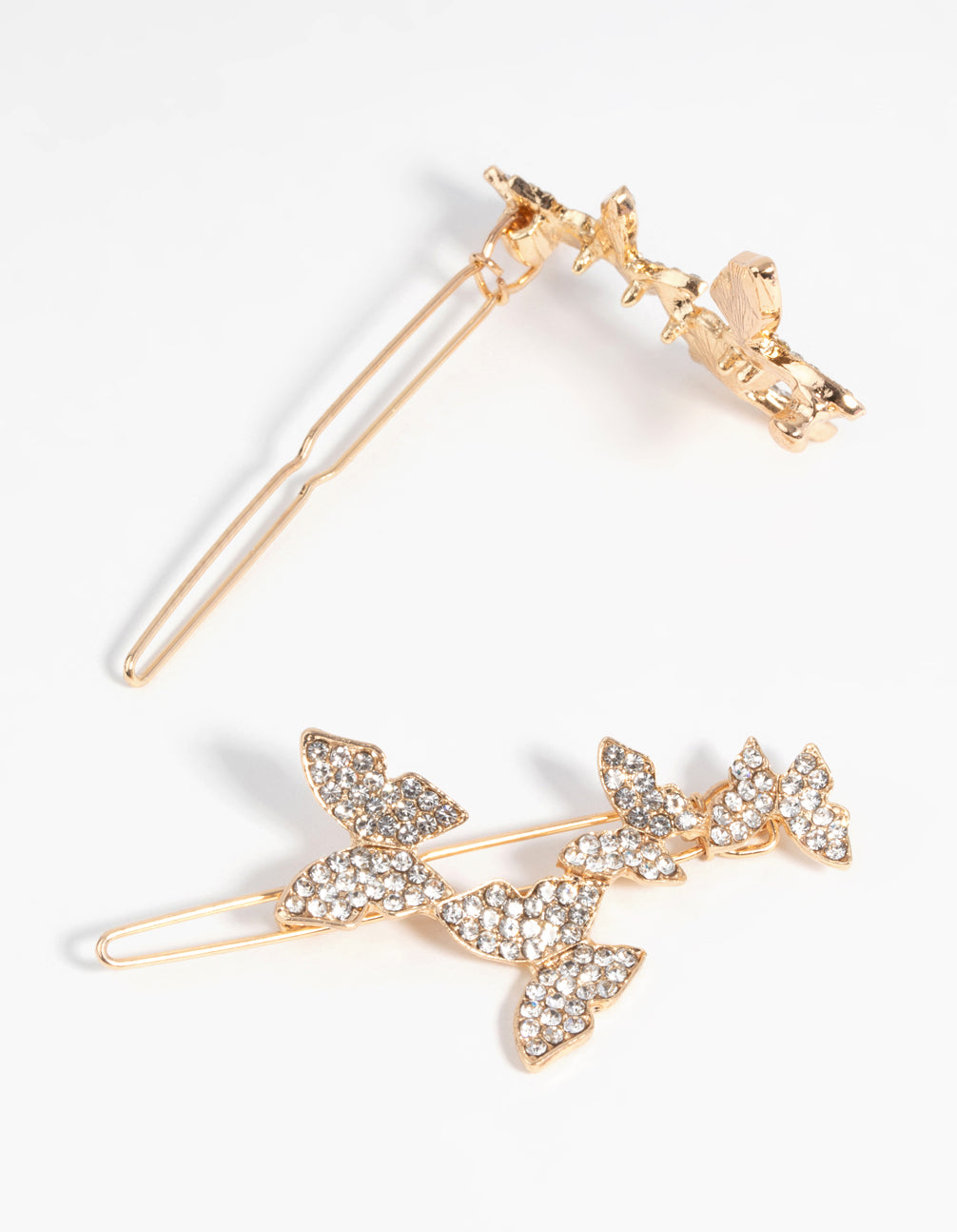 Gold Butterfly Diamante Clip