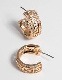 Gold Diamante Greek Key Earrings - link has visual effect only