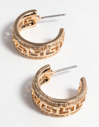 Gold Diamante Greek Key Earrings - link has visual effect only