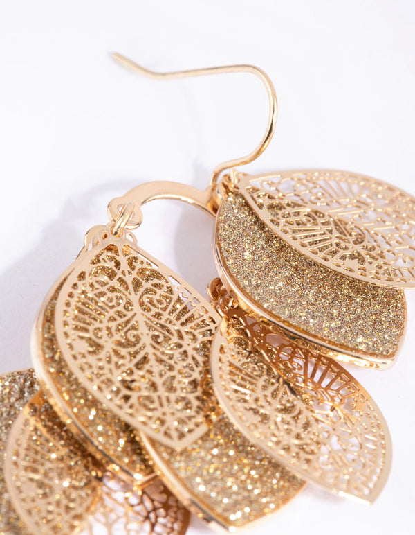 Gold Glitter Drop Earrings