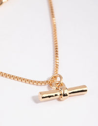 Gold Layered Fob Necklace - link has visual effect only