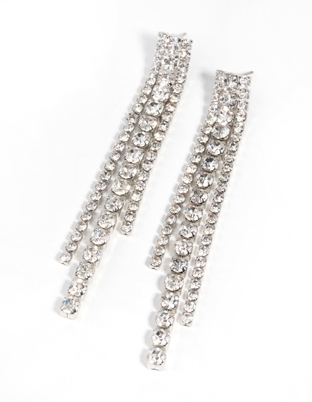 Rhodium Diamante Drop Earrings