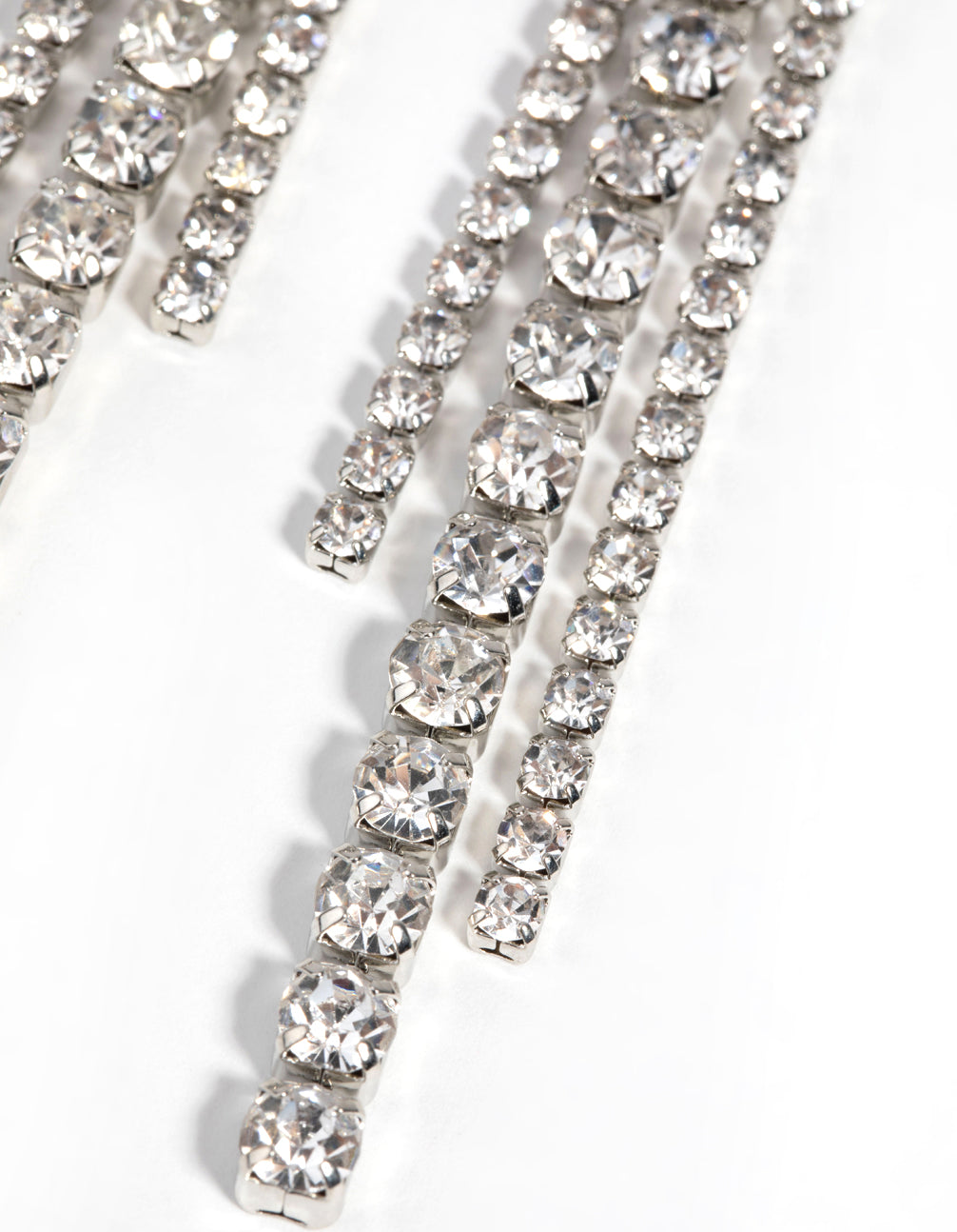 Rhodium Diamante Drop Earrings