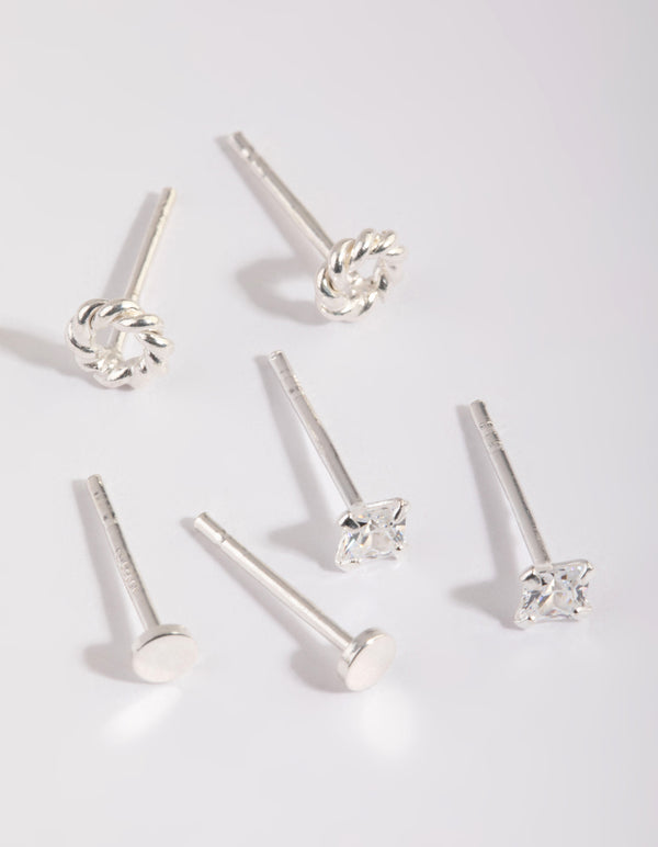 Sterling Silver Knot Stud Earring Pack