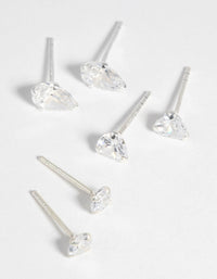 Sterling Silver & Cubic Zirconia Stud Earring Pack - link has visual effect only
