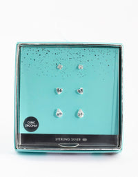 Sterling Silver & Cubic Zirconia Stud Earring Pack - link has visual effect only