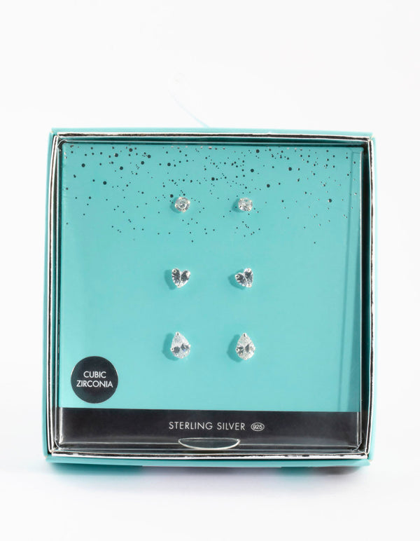 Sterling Silver & Cubic Zirconia Stud Earring Pack