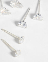 Sterling Silver & Cubic Zirconia Stud Earring Pack - link has visual effect only