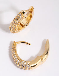Gold Plated Hoop Earrings with Cubic Zirconia - link has visual effect only
