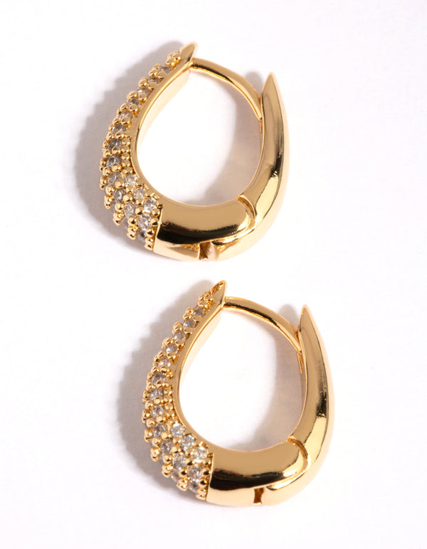 Gold Plated Hoop Earrings with Cubic Zirconia