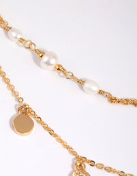 Gold Plated Disc Necklace with Freshwater Pearl - link has visual effect only