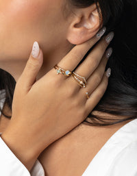 Gold Plated Rings with Semi-Precious Stones 6-Pack - link has visual effect only