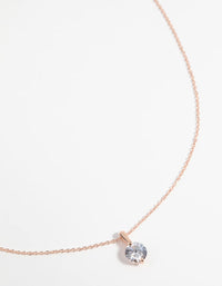 Rose Gold Plated Sterling Silver Cubic Zirconia Sleek Necklace - link has visual effect only