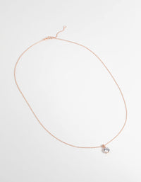 Rose Gold Plated Sterling Silver Cubic Zirconia Sleek Necklace - link has visual effect only