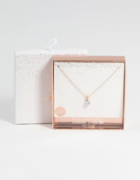 Rose Gold Plated Sterling Silver Cubic Zirconia Sleek Necklace - link has visual effect only