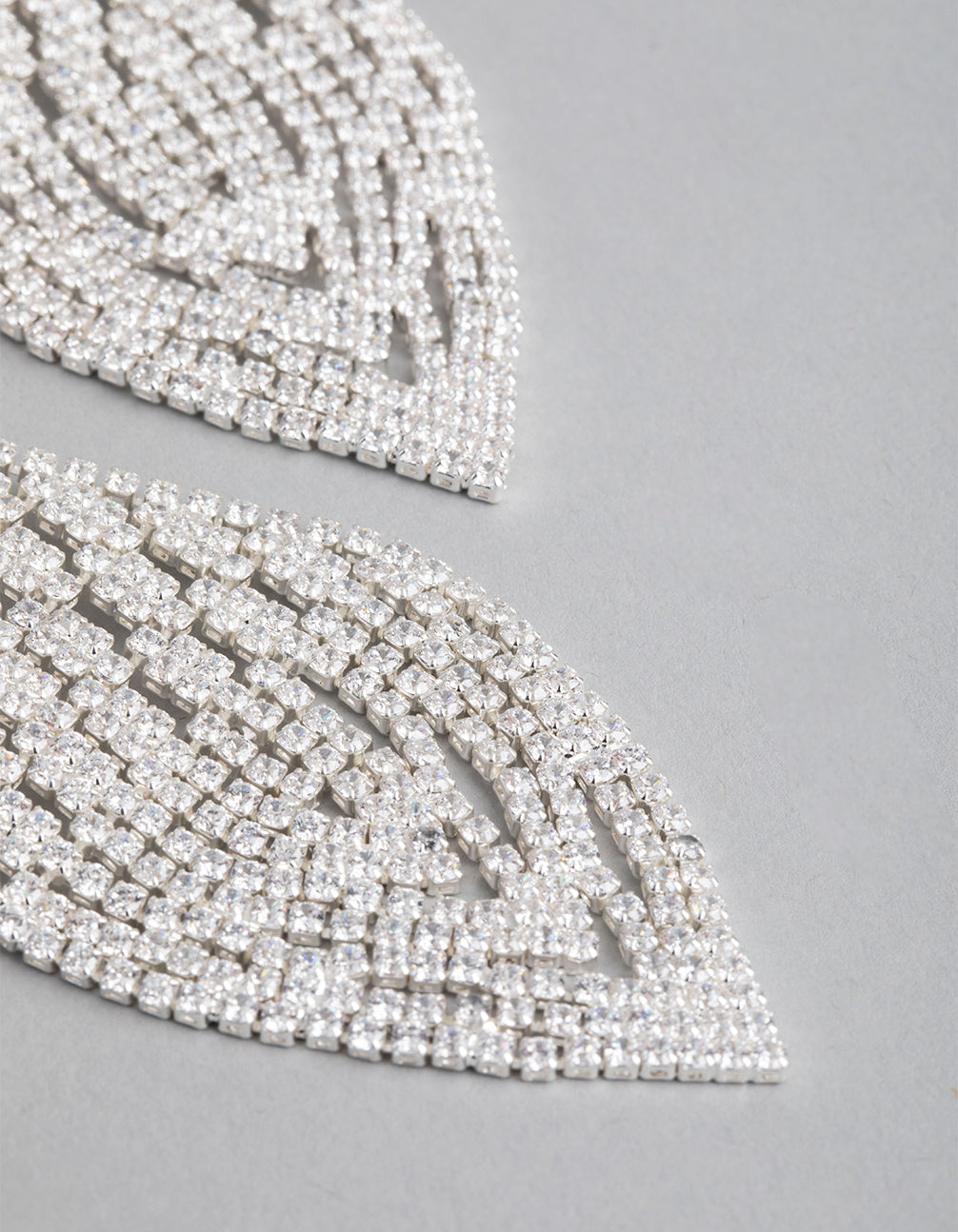 Silver Cubic Zirconia Tetris Chandelier Earrings