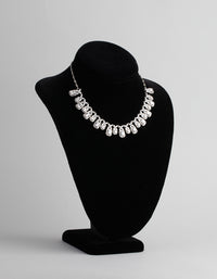 Silver Cubic Zirconia Dainty Deco Necklace - link has visual effect only