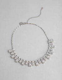Silver Cubic Zirconia Dainty Deco Necklace - link has visual effect only