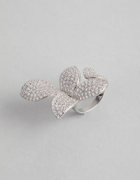 Silver Cubic Zirconia Butterfly Ring - link has visual effect only