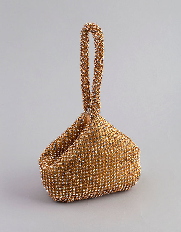 Gold Diamante Triangular Purse