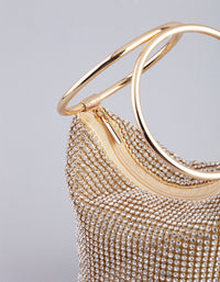 Gold Diamante Circular Handle Clutch - link has visual effect only