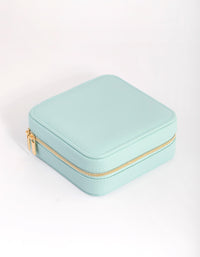 Turquoise Faux Leather Square Jewellery Box - link has visual effect only