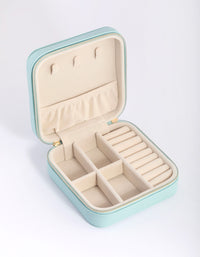 Turquoise Faux Leather Square Jewellery Box - link has visual effect only