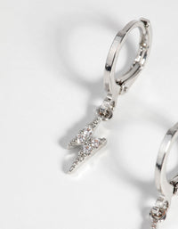 Silver Bolt Huggie Hoop Earrings - link has visual effect only
