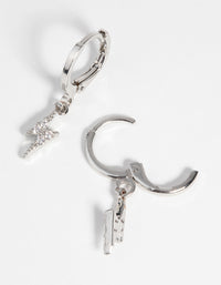 Silver Bolt Huggie Hoop Earrings - link has visual effect only