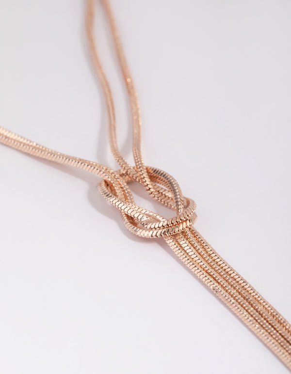 Rose Gold Snake Chain Knot Necklace