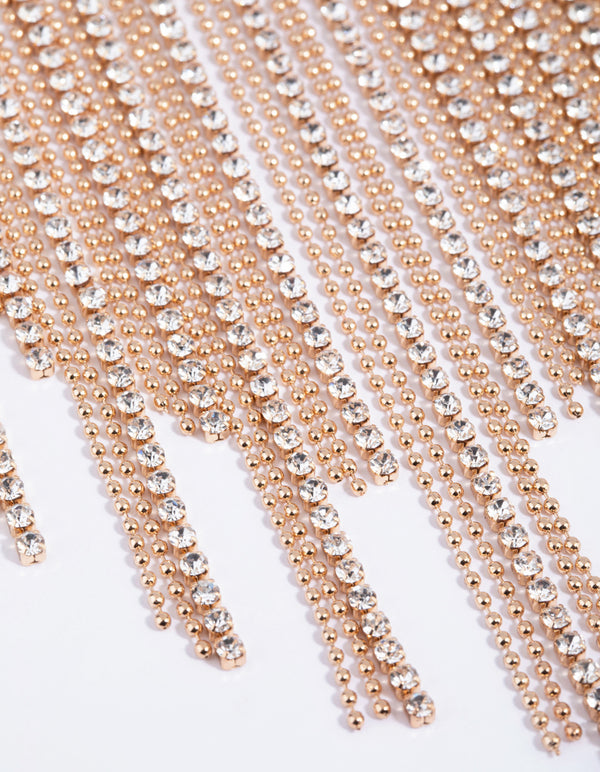 Gold Diamante Fringe Necklace
