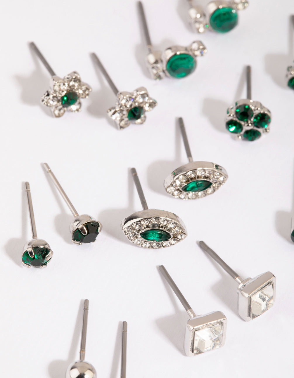 Silver Crystal Flower Stud Earring 12-Pack