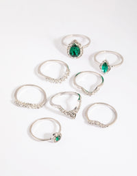 Silver Green Diamante Ring Pack - link has visual effect only